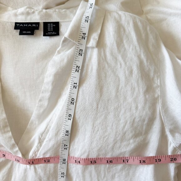 Tahari Women’s Linen Collared Shirt Size Medium GUC - Picture 7 of 8